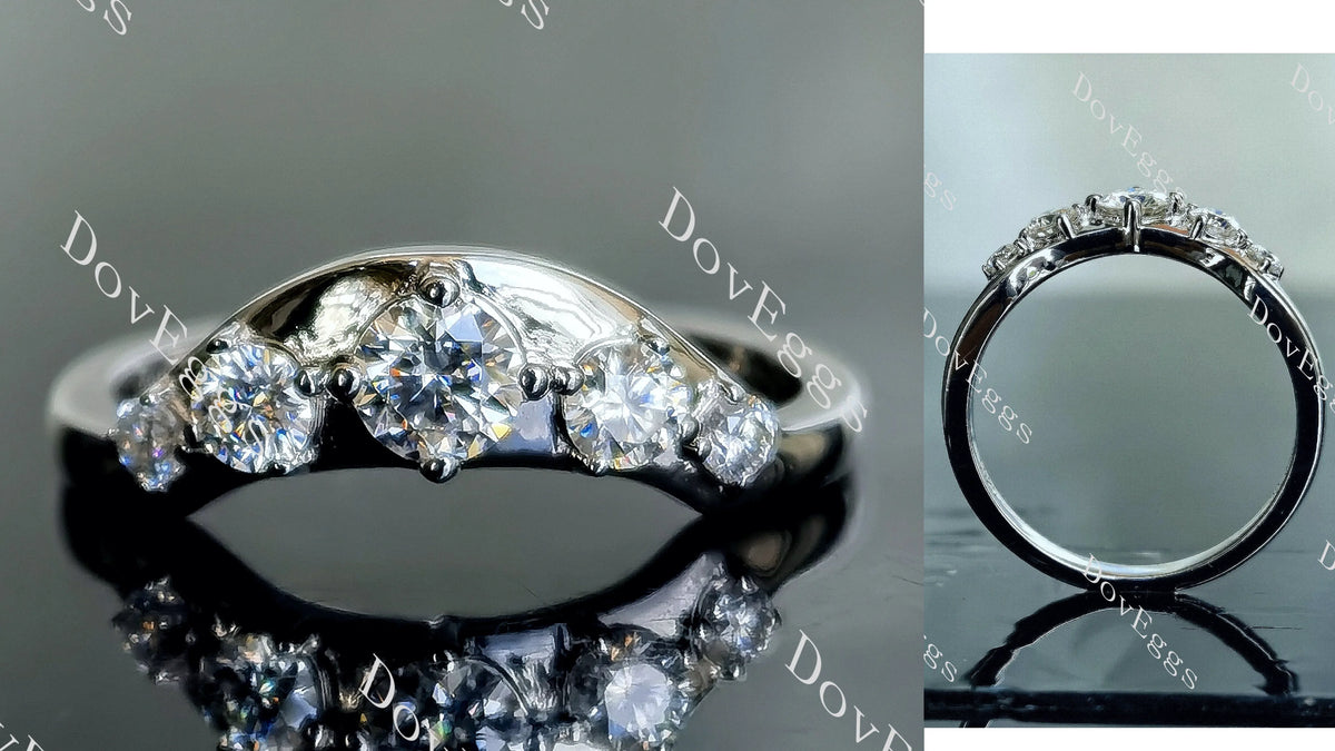 Doveggs round pave moissanite/lab grown diamond wedding band-2.1mm band width
