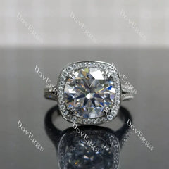 Doveggs halo split shanks engagement ring semi-mount only(Exclusively to DovEggs Stones)