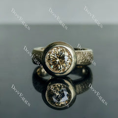 Doveggs round solitaire bezel colored moissanite engagement ring