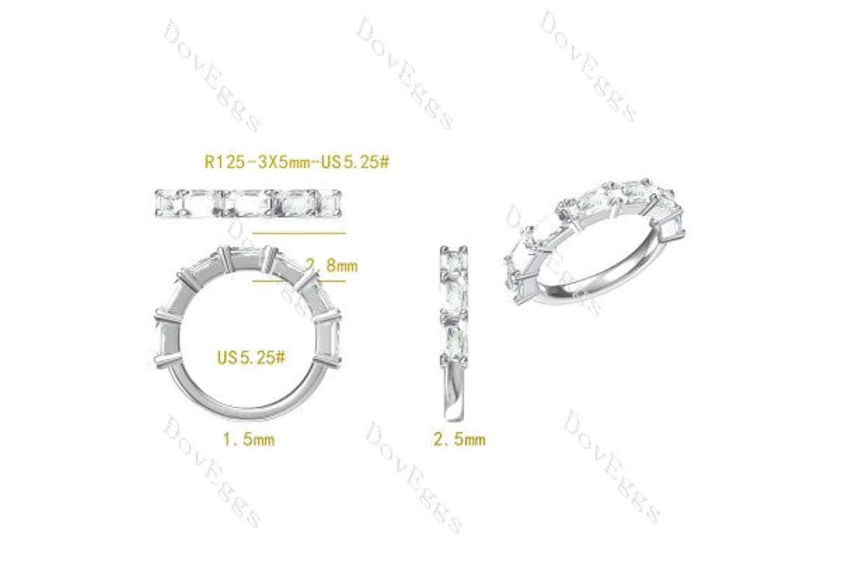 Doveggs emerald eternity pave moissaite/Lab grown diamond wedding band-2.5-3mm band width