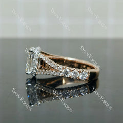 Doveggs Cushion Halo Split Shanks Lab Grown Diamond Engagement Ring