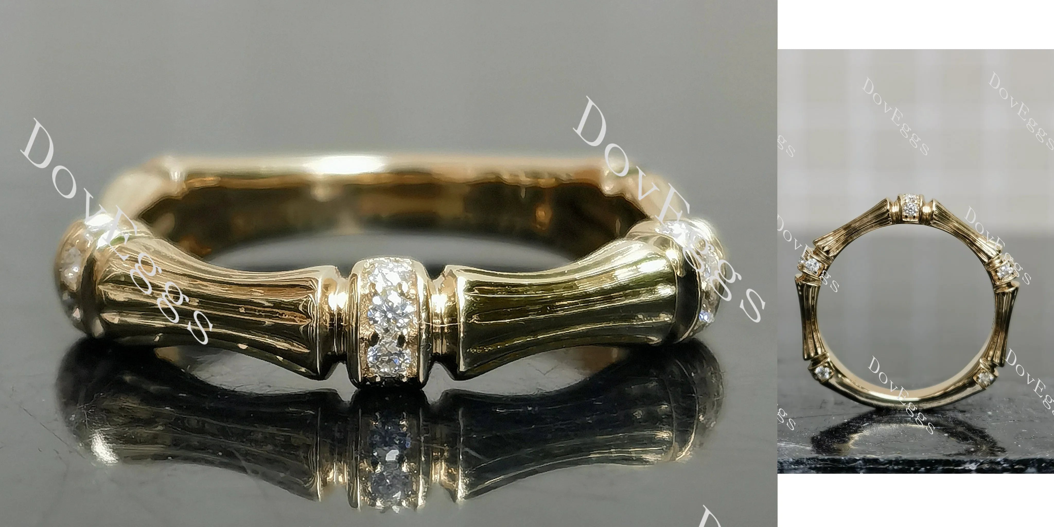 Beth's bamboo round moissanite/lab grown diamond wedding band-2.8mm band width