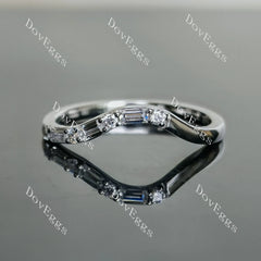 Doveggs baguette round moissanite/lab grown diamond wedding band-1.5mm band width