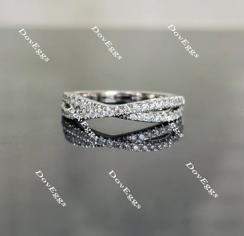 Doveggs pave curved moissanite/lab grown diamond wedding band-2.1mm band width