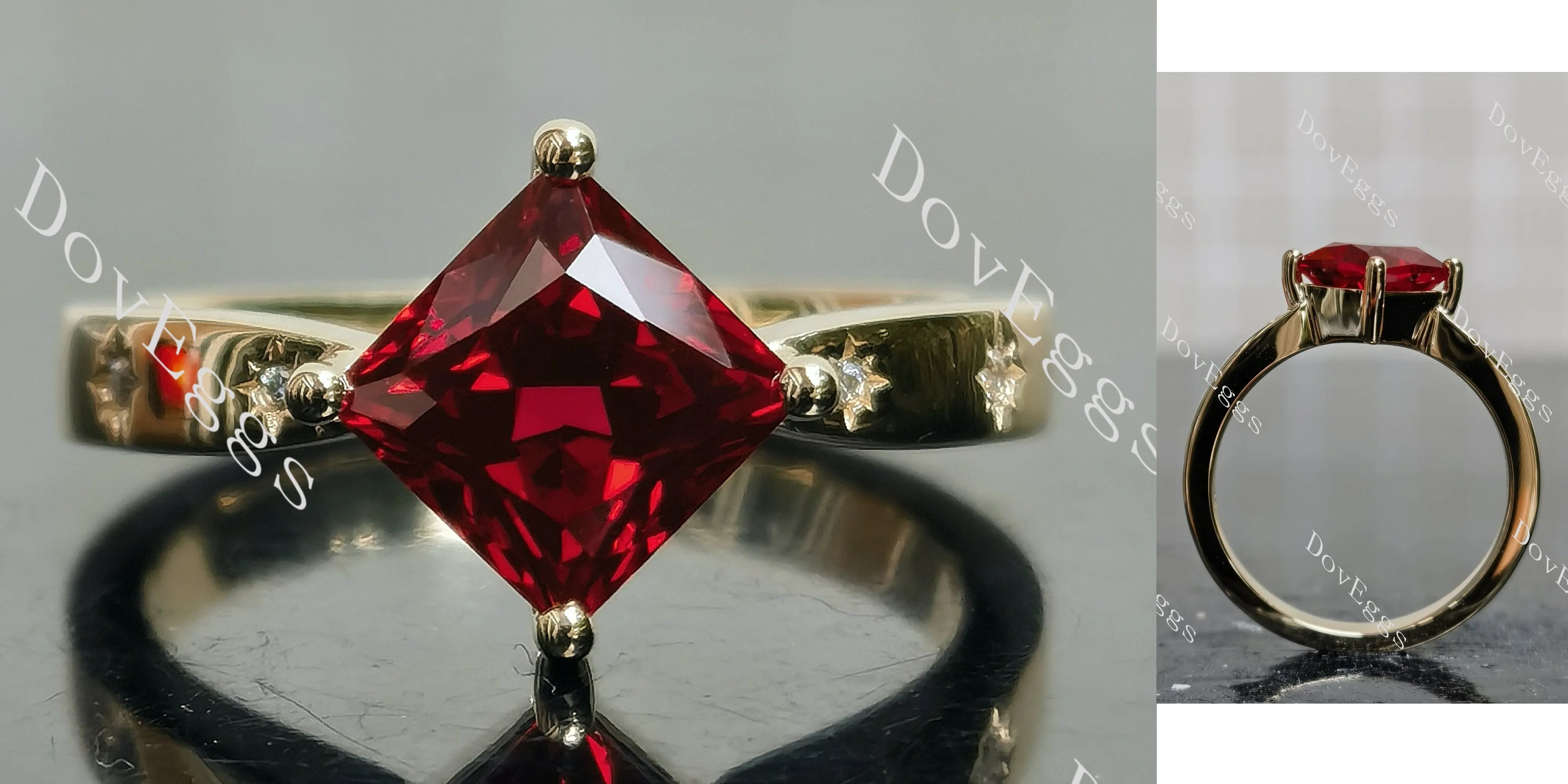 Doveggs princess star loop colored gem engagement ring