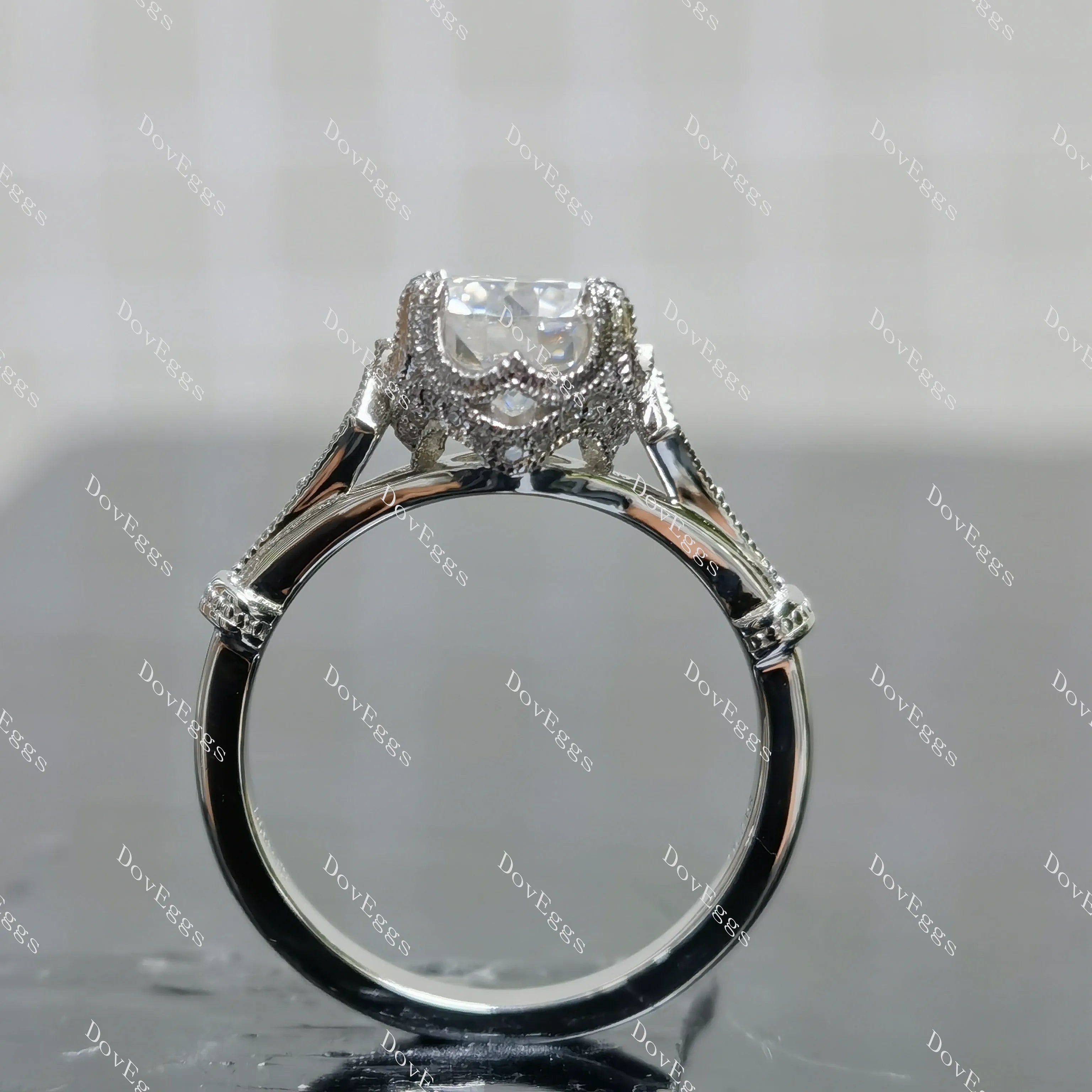 (size #6 & #9) Doveggs round moissanite sterling silver engagement ring