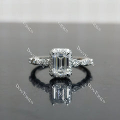 (size 6.75) Doveggs sterling silver 1ct emerald moissanite engagement ring