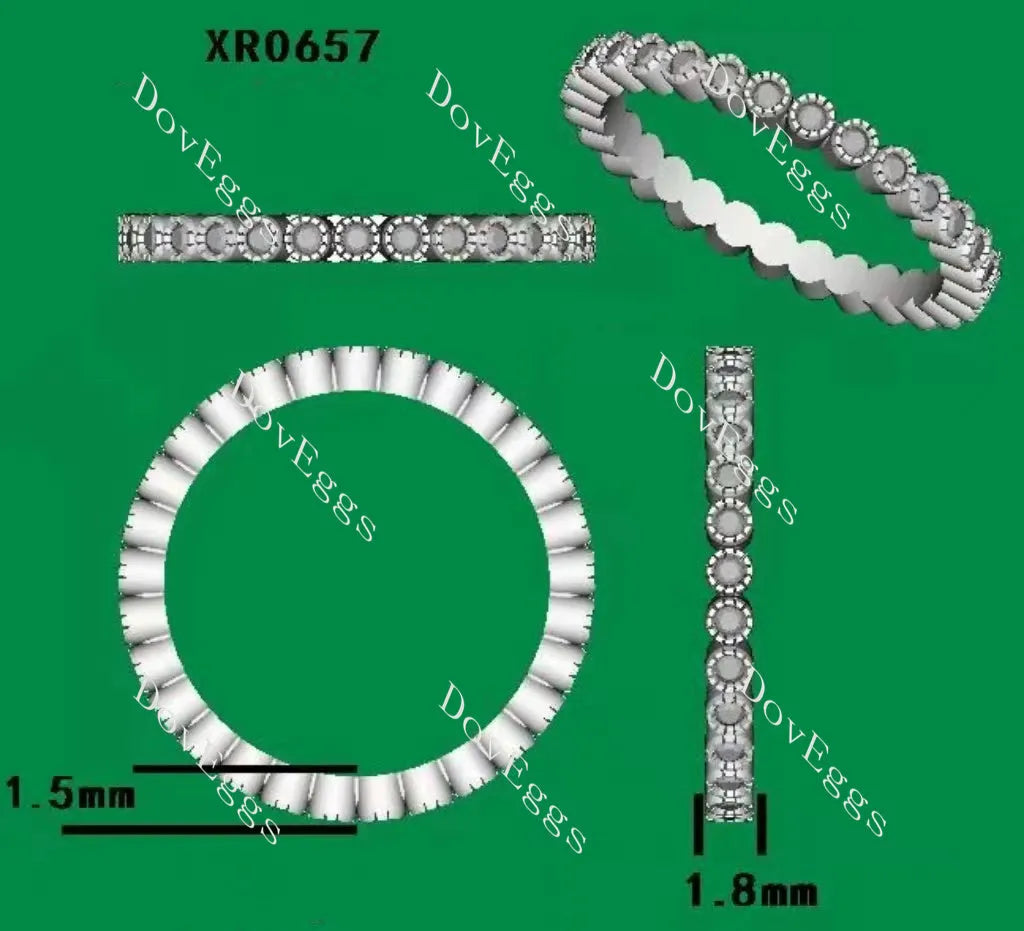 Doveggs round full eternity moissanite/lab grown diamond wedding bands-1.8mm band width
