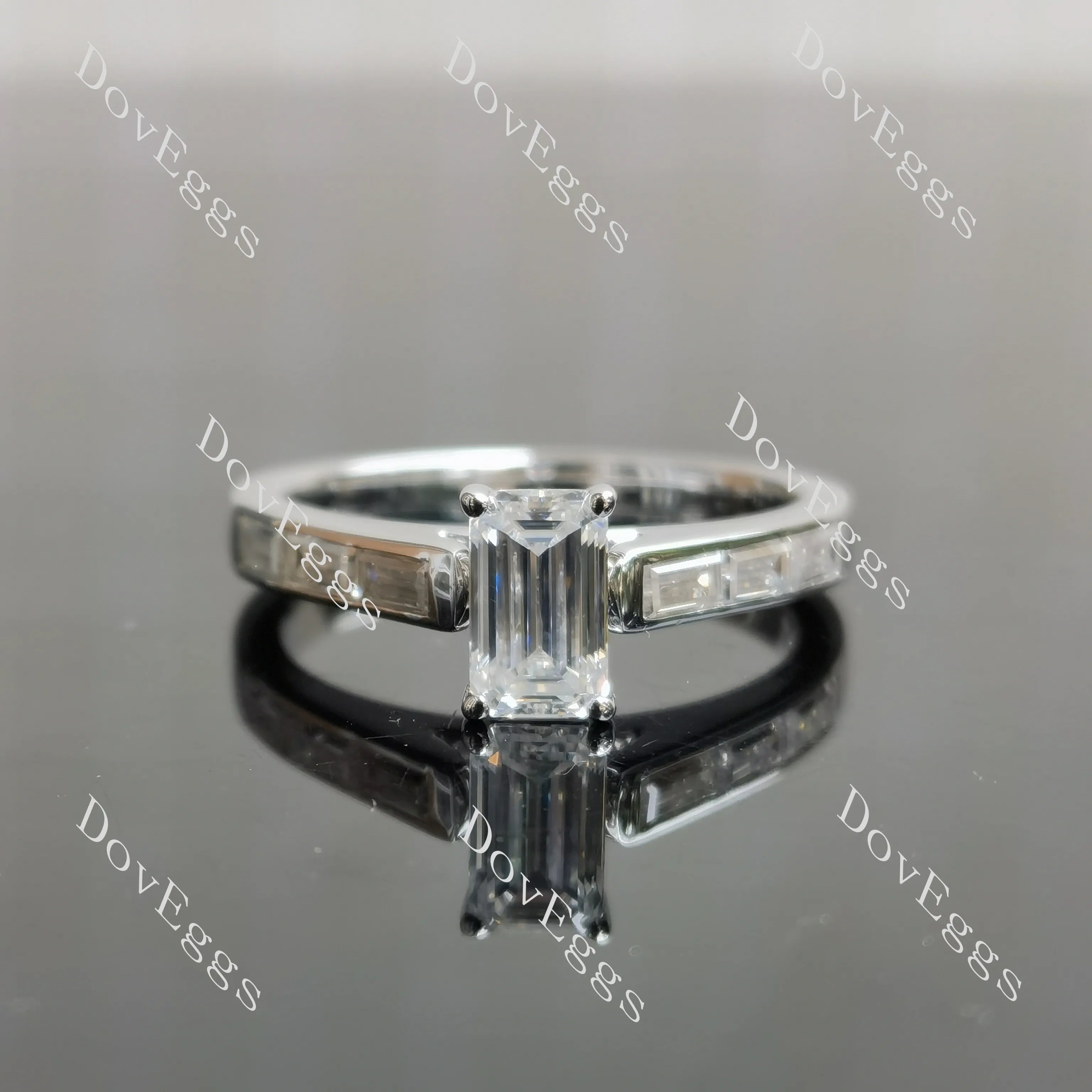 Emerald Erin-Emerald channel set moissanite engagement ring| DovEggs