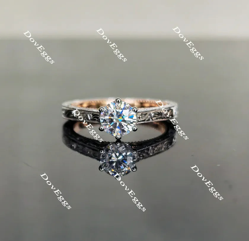 Doveggs round solitaire moissanite engagement ring