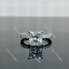 Doveggs Princess pave moissanite engagement ring