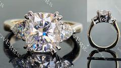 Doveggs cushion three-stone moissanite engagement ring