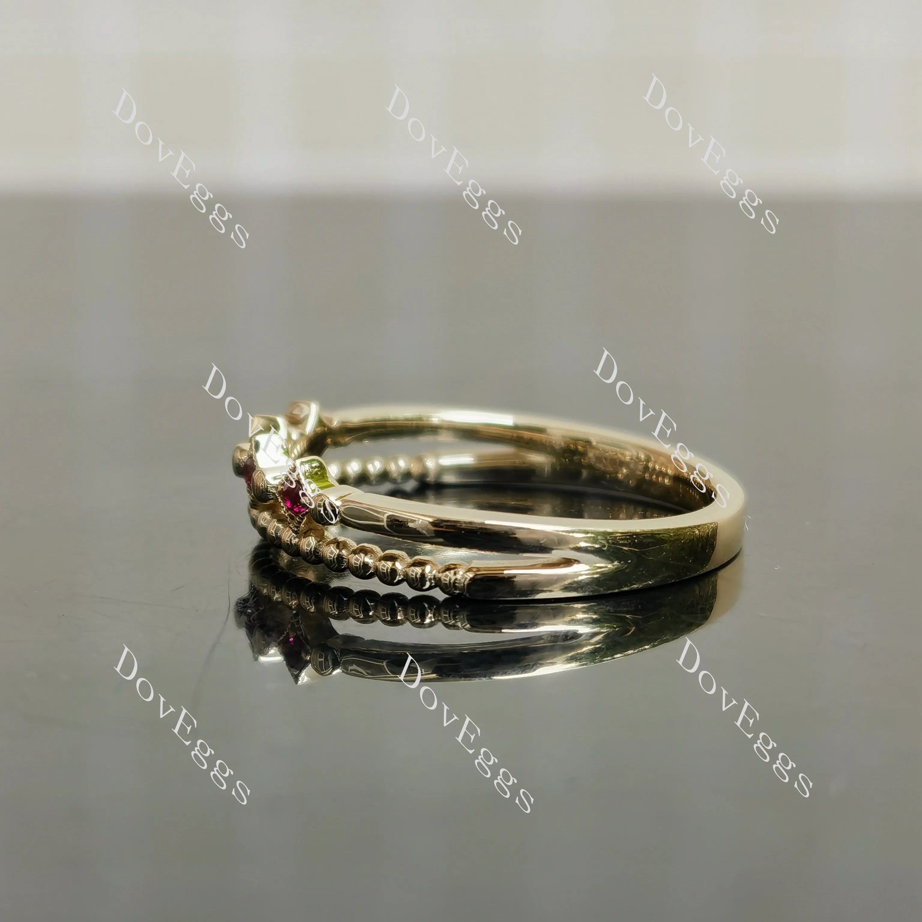 DovEggs art deco round colored gem/lab grown diamond wedding band-2.0mm band width