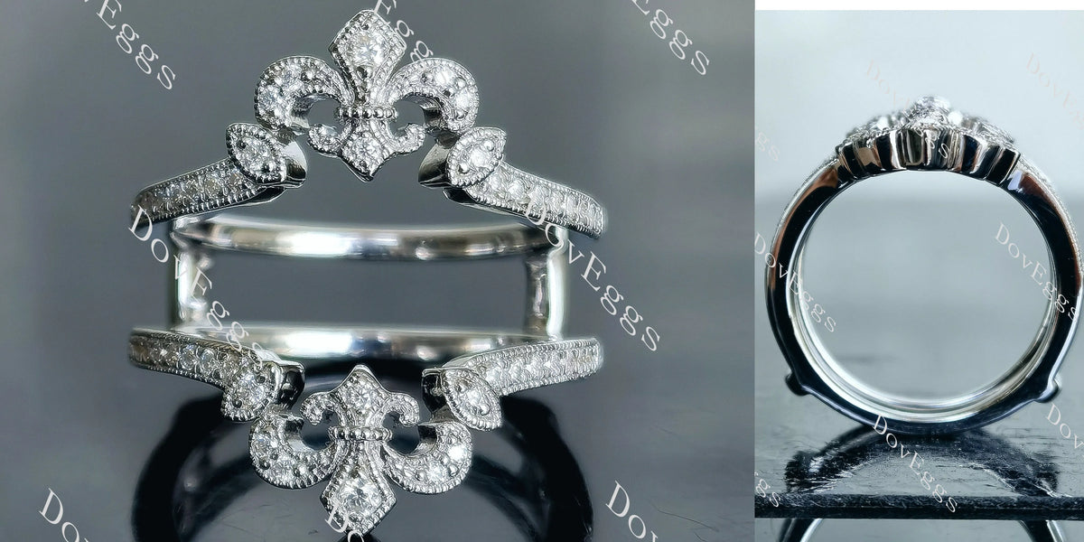 Doveggs round pave art deco moissanite/lab grown diamond enhancer/wedding band-7.2mm band width