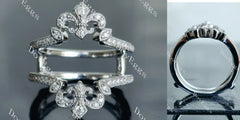 Doveggs round pave art deco moissanite/lab grown diamond enhancer/wedding band-7.2mm band width