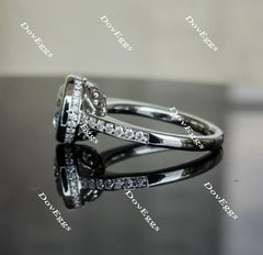 Doveggs round half eternity pave moissanite engagement ring