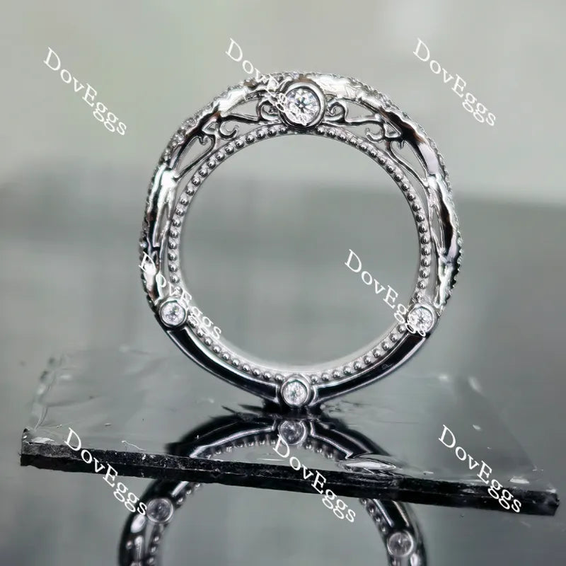 Doveggs round pave moissanite/lab grown diamond wedding band for women (wedding band only)-2.5mm band width