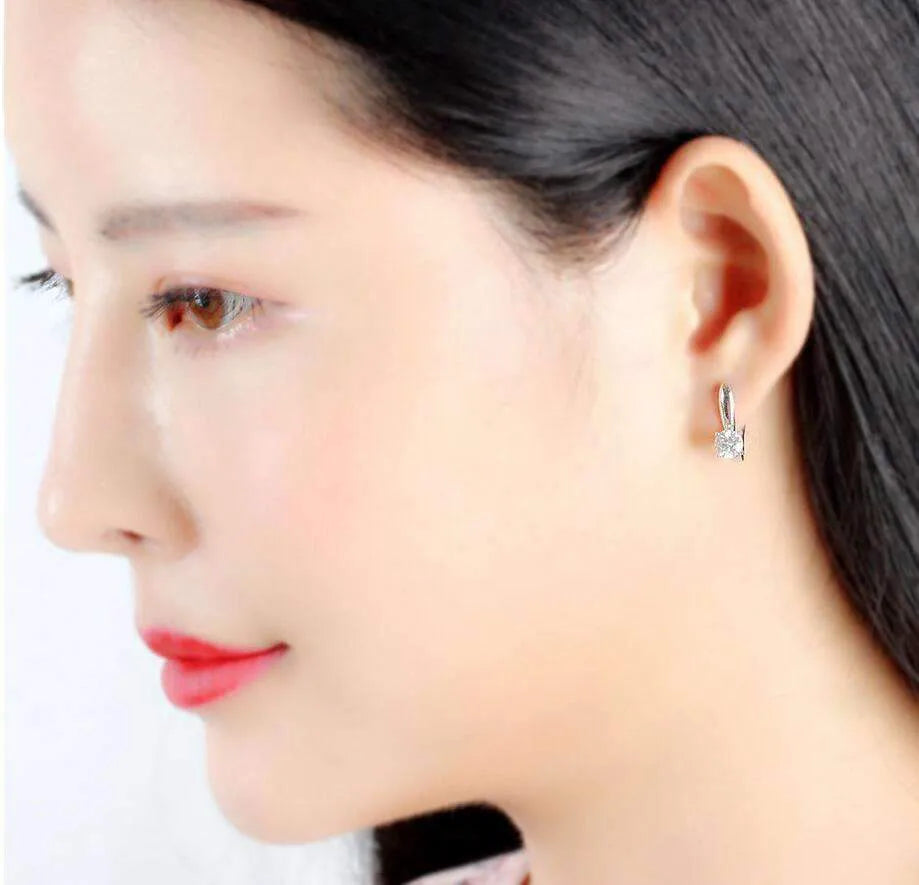 Doveggs solitaire round moissanite hoop earrings