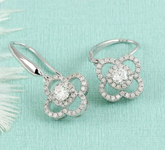 Doveggs flower shape moissanite/lab grown diamond dangle earrings for women
