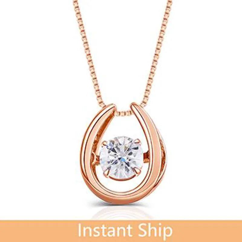 doveggs diamond 18k rose gold center 0.4 carat diamond pendant necklace