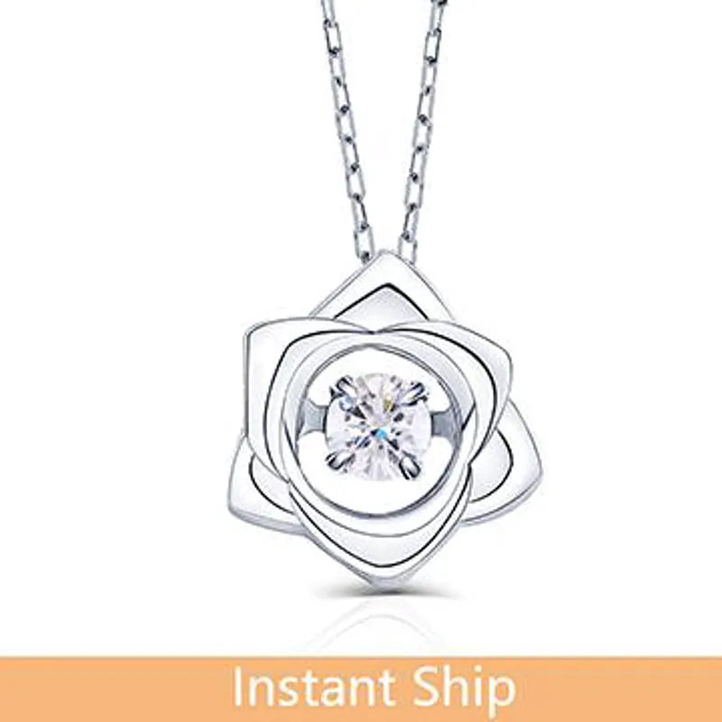 doveggs diamond 18k white gold center 0.08 carat diamond pendant necklace
