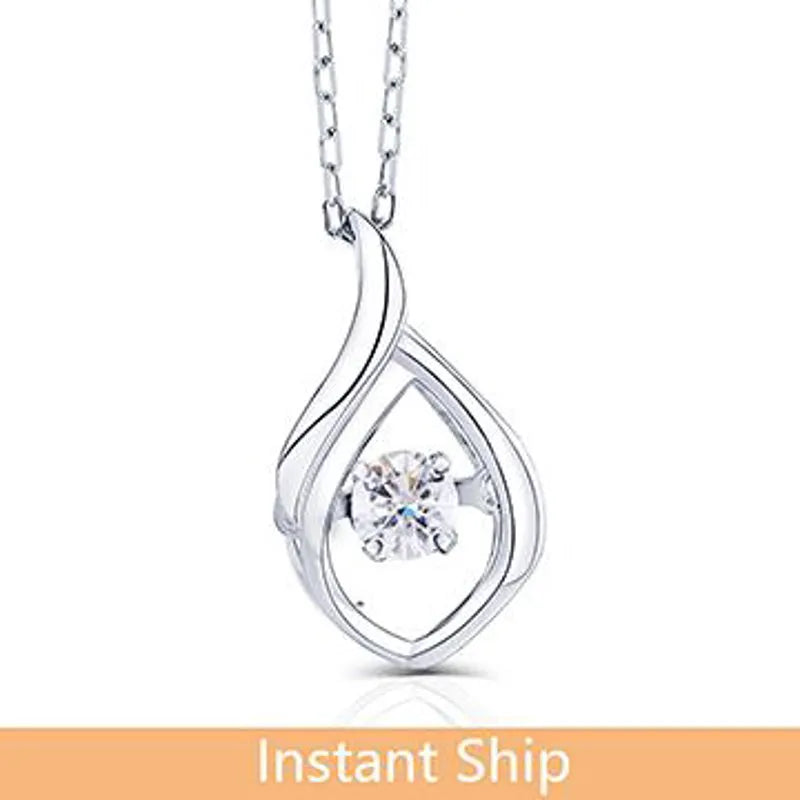 doveggs diamond 18k white gold center 0.08 carat diamond pendant necklace