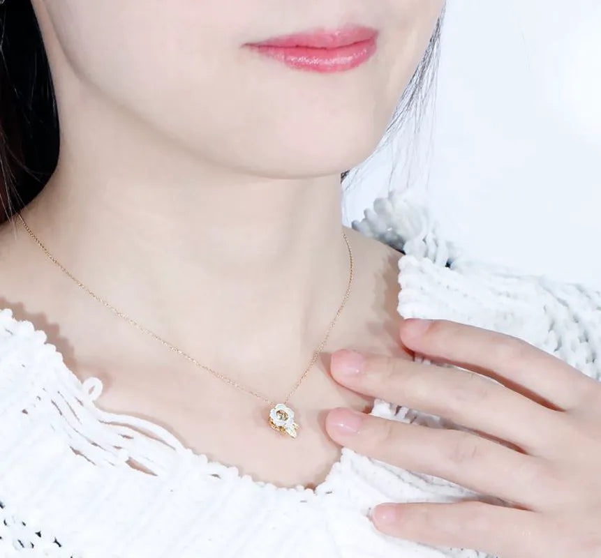 doveggs diamond 18k yellow gold center 0.1 carat diamond pendant necklace