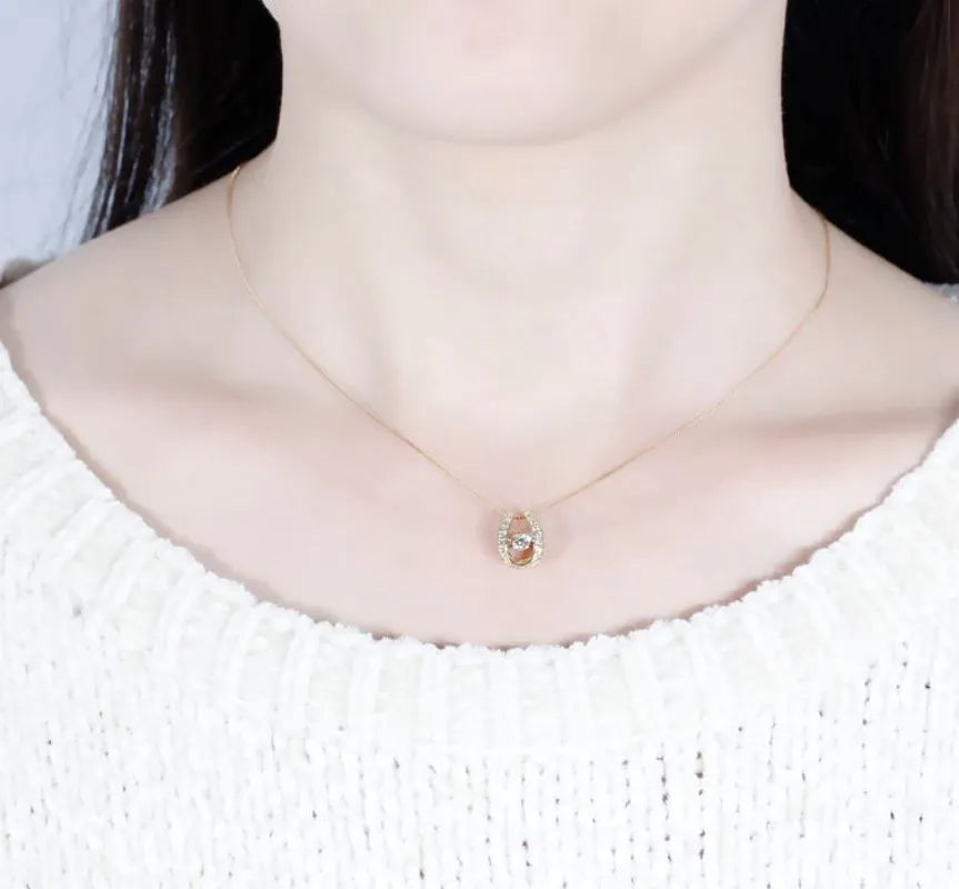 doveggs diamond 18k yellow gold center 0.2 carat diamond pendant necklace