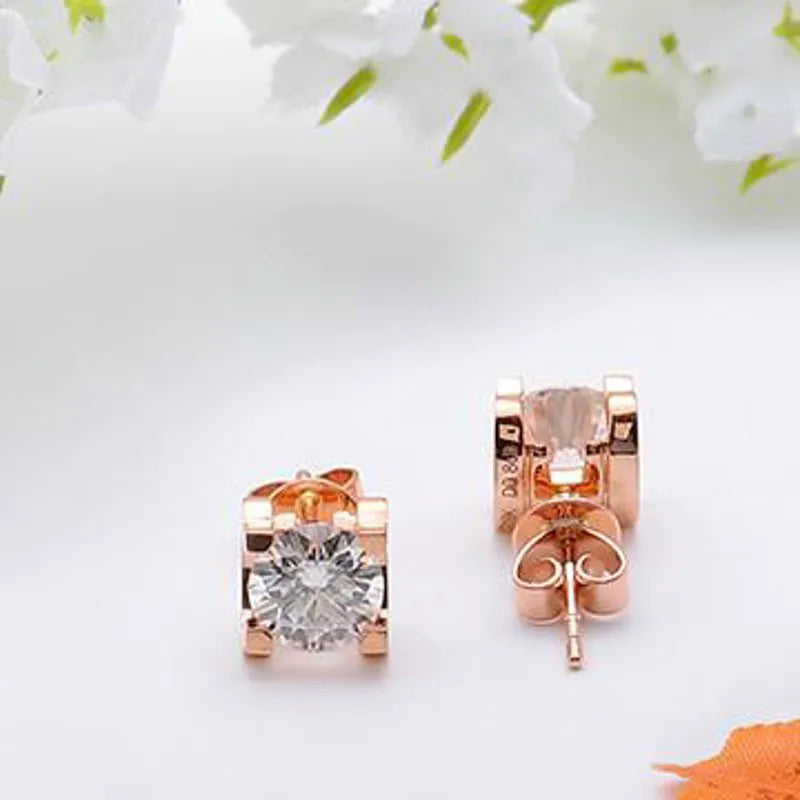 Doveggs solitaire round cut moissanite stud earrings for women
