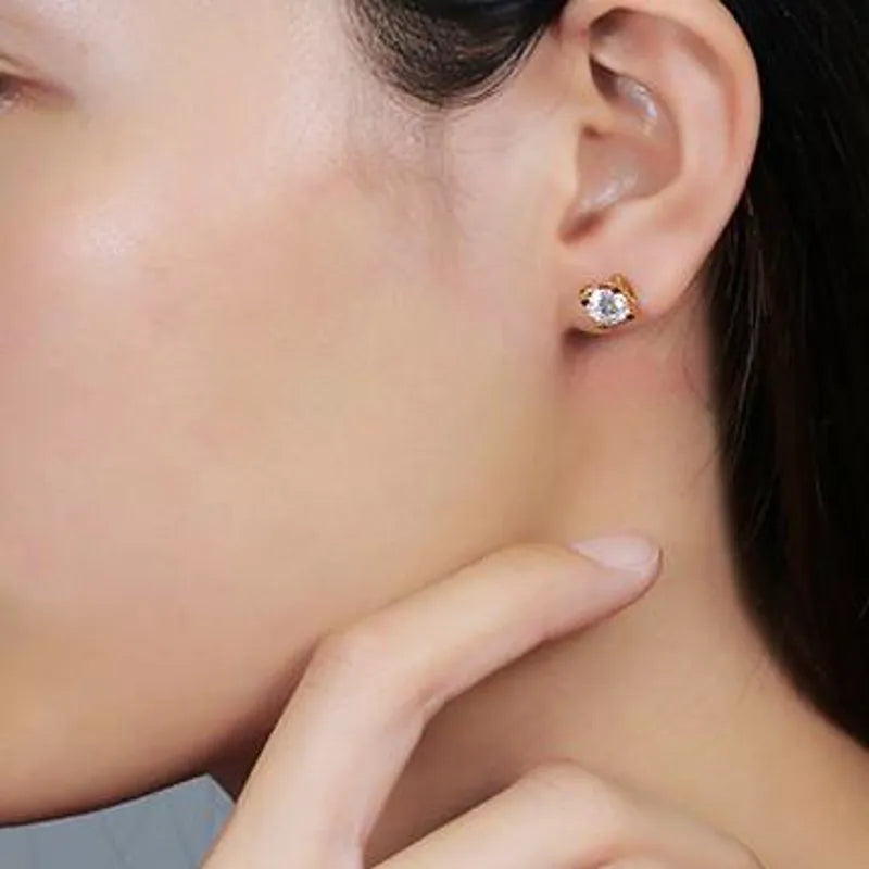 Doveggs solitaire round cut moissanite stud earrings for women