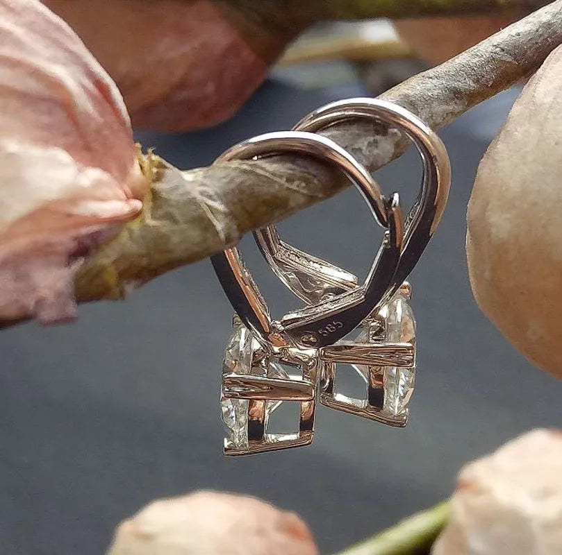 Doveggs round moissanite hoop earrings for women