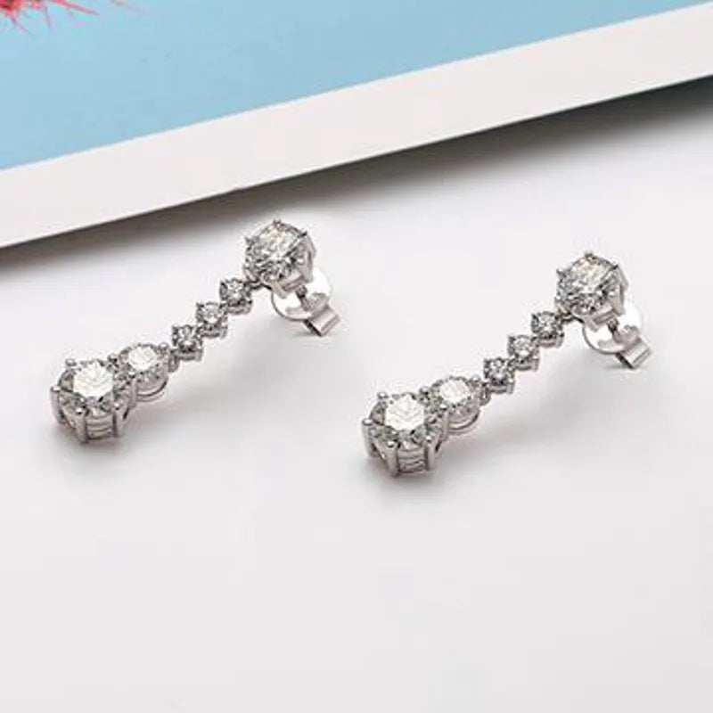 Doveggs 5.6 carat DEF/GHI color round moissanite dangle earrings