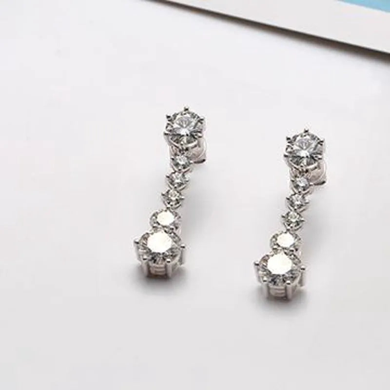 Doveggs 5.6 carat DEF/GHI color round moissanite dangle earrings