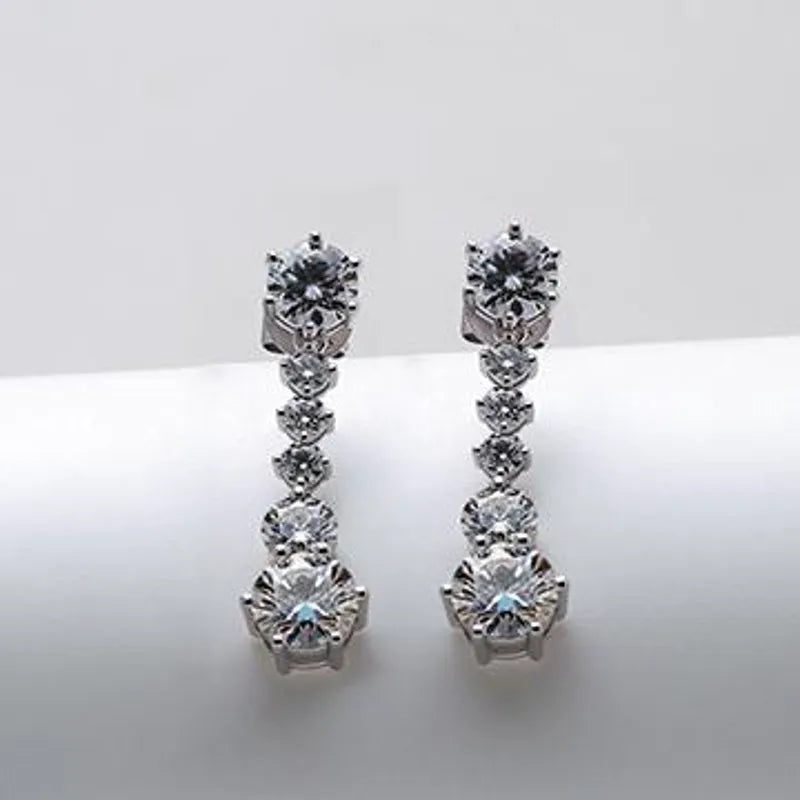 Doveggs 5.6 carat DEF/GHI color round moissanite dangle earrings