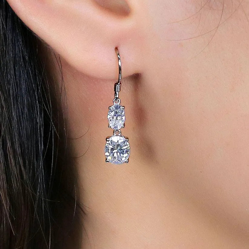 Doveggs 3 carat oval cut dangle moissanite earrings for women