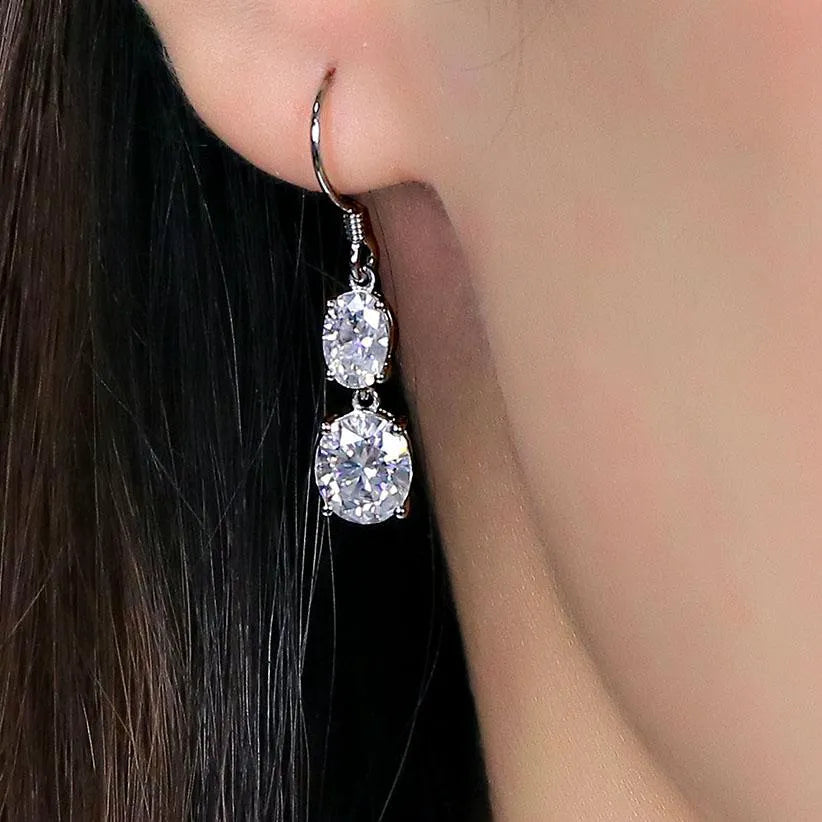 Doveggs 3 carat oval cut dangle moissanite earrings for women