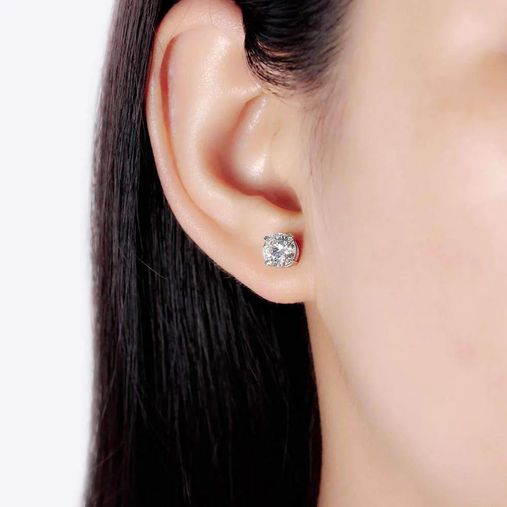 DovEggs solitaire round moissanite stud earring