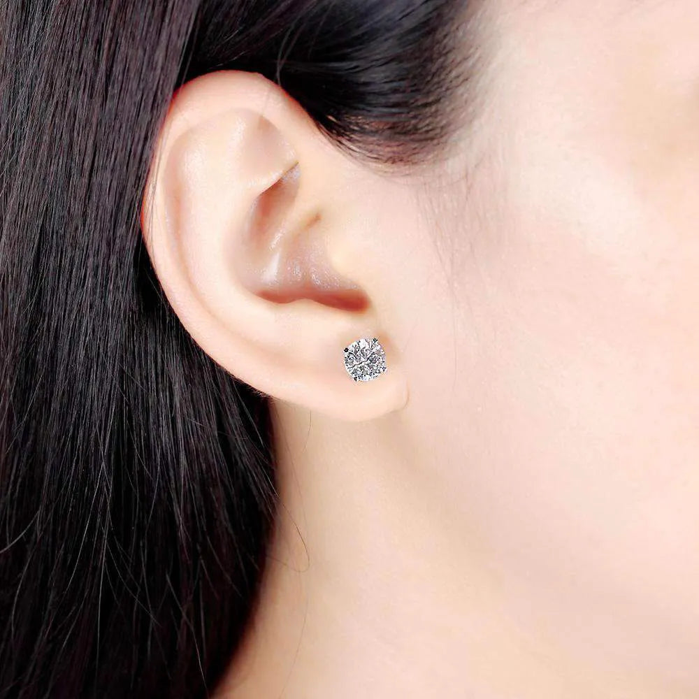 DovEggs solitaire round moissanite stud earring