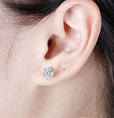 Doveggs flower shape round moissanite stud earrings for women
