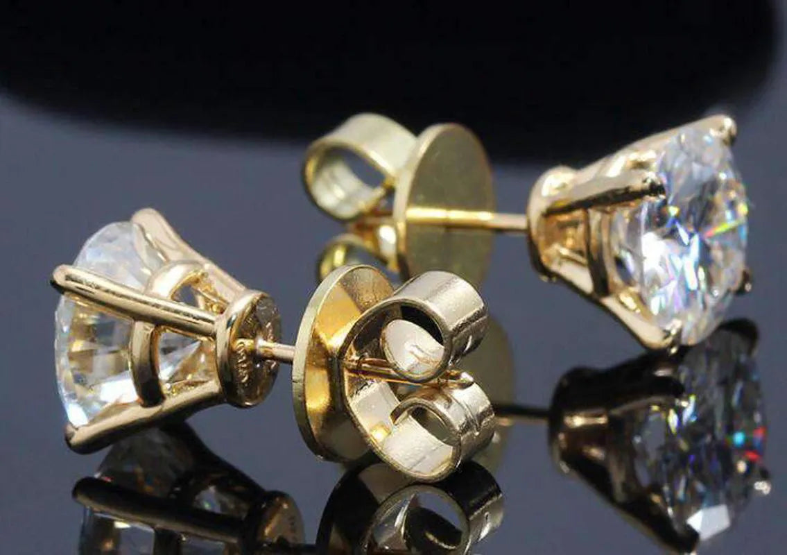 Doveggs round cut moissanite stud earrings for women