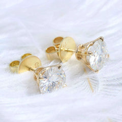 Doveggs round cut moissanite stud earrings for women