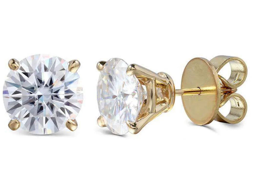 Doveggs round cut moissanite stud earrings for women