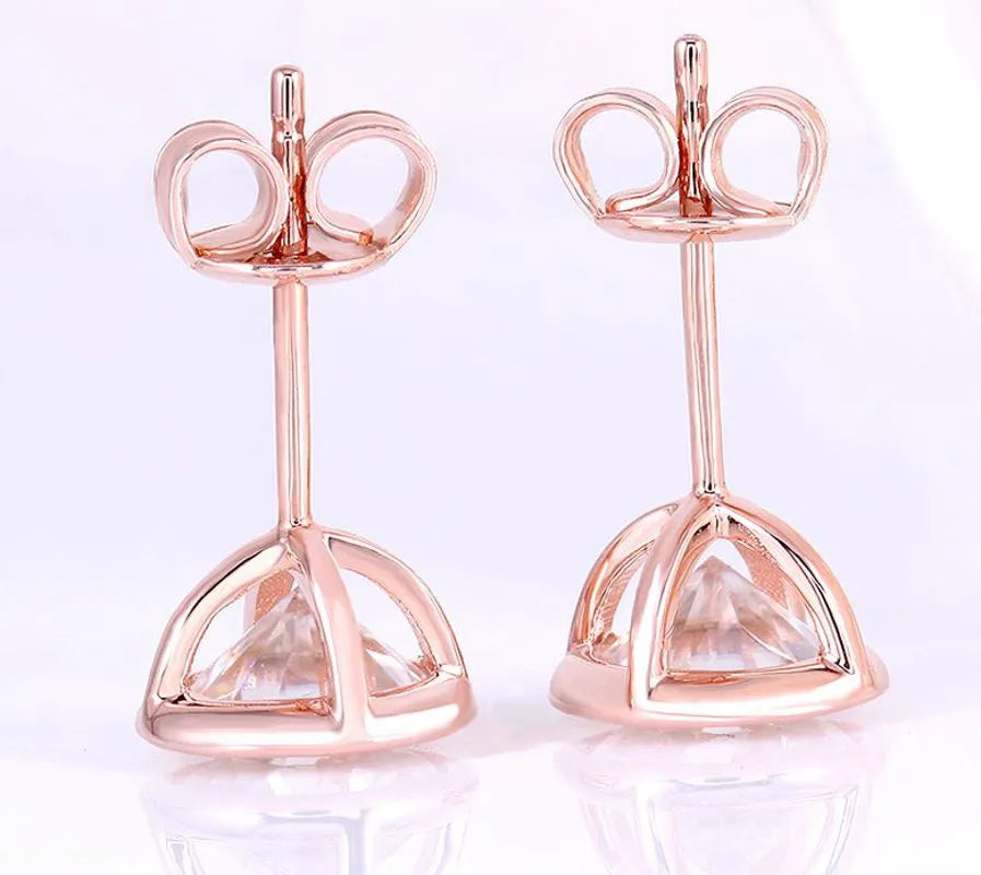 Doveggs bezel setting round push back stud moissanite earrings for women