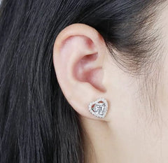 Doveggs round heart shape moissanite studs earrings for women
