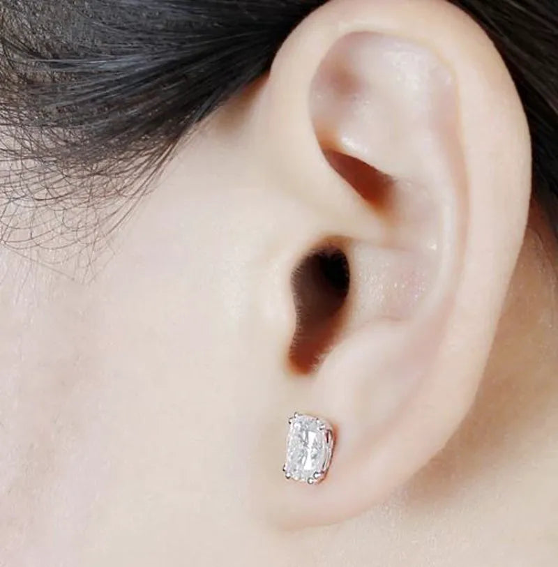 Doveggs solitaire cushion moissanite earrings for women