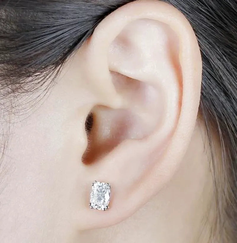 Doveggs solitaire cushion moissanite earrings for women