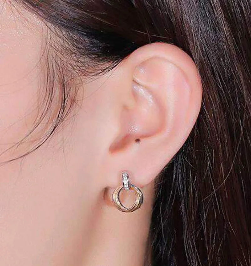 Doveggs Tri-color gold channel set moissanite/lab grown diamond hoop earring