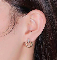 Doveggs Tri-color gold channel set moissanite/lab grown diamond hoop earring
