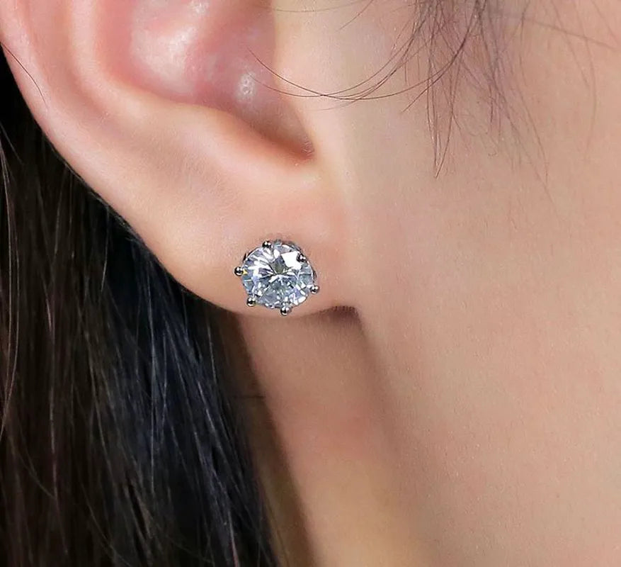 Doveggs round solitaire moissanite stud earrings for women