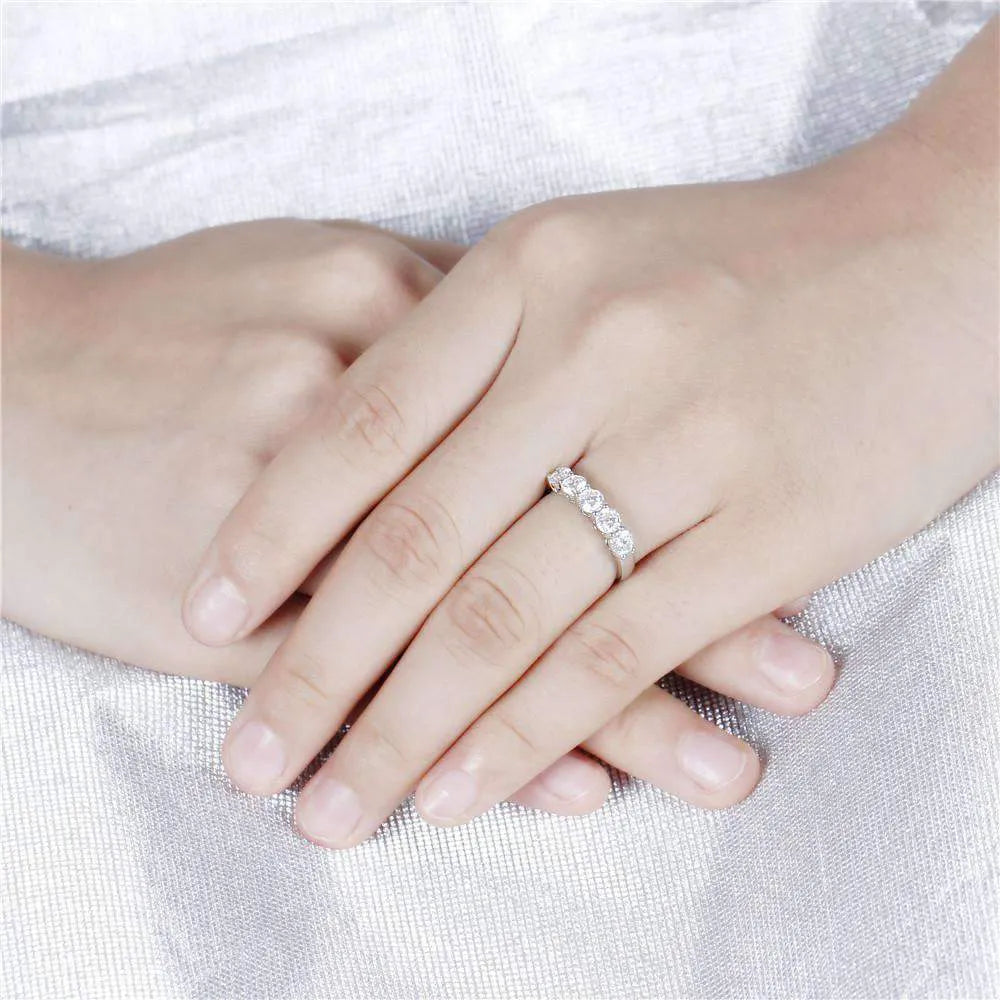 Doveggs five stone moissanite /lab grown diamond wedding band-2.4mm band width